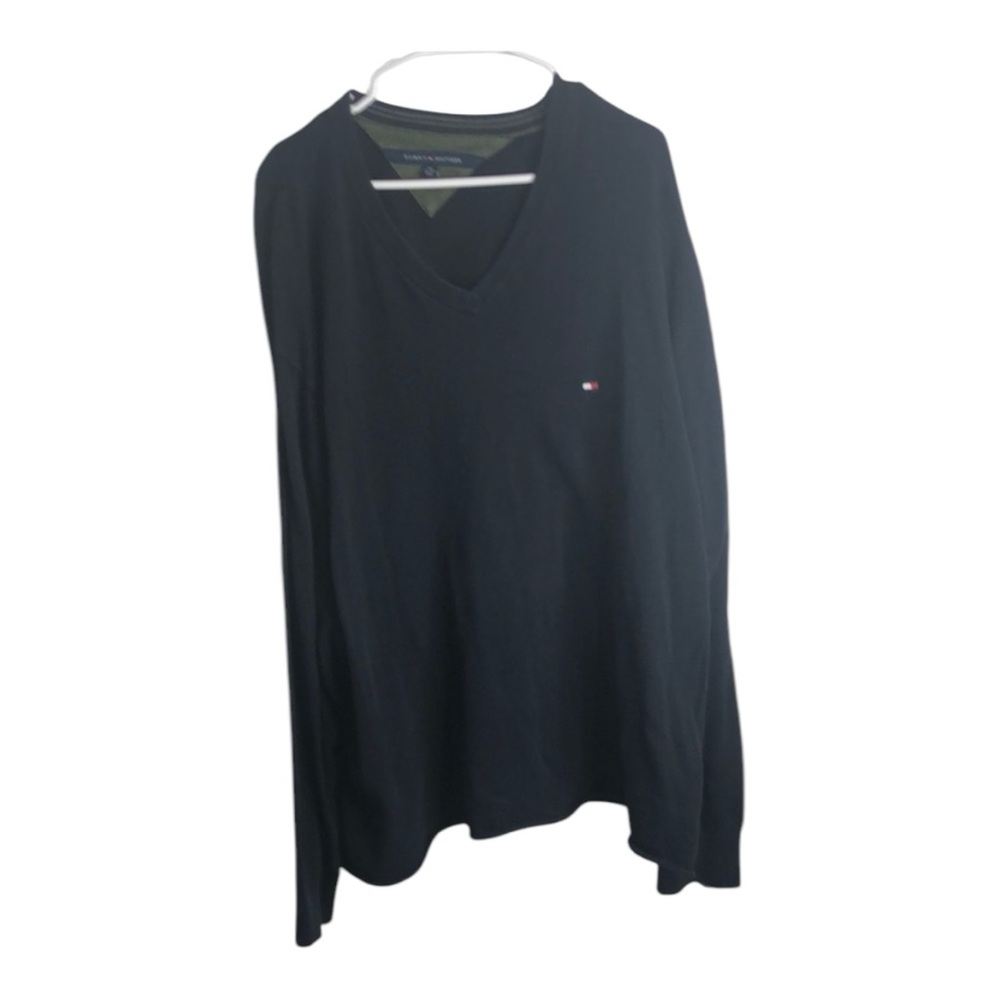 Tommy Hilfiger Men’s Dark Navy V-Neck Long Sleeve Sweater Size 4X Unisex